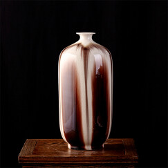 欢畅 景德镇陶瓷窑变冰裂纹花瓶 创意家居客厅中式花瓶 装饰品摆件 y 褐色冬瓜瓶  一个