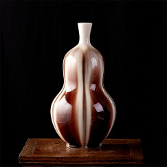欢畅 景德镇陶瓷窑变冰裂纹花瓶 创意家居客厅中式花瓶 装饰品摆件 y 褐色葫芦瓶  一个