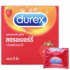 泰国原装进口 杜蕾斯（Durex）避孕套 甜蜜草莓味安全套3只装安全套 男女用计生用品