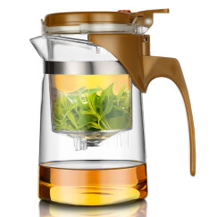 绿珠lvzhu 500ml茶壶玻璃茶具飘逸杯 按压式内胆过滤耐热大容量煮茶器家用办公养生泡茶壶A1043咖