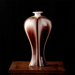 欢畅 景德镇陶瓷窑变冰裂纹花瓶 创意家居客厅中式花瓶 装饰品摆件 y 褐色美人瓶  一个