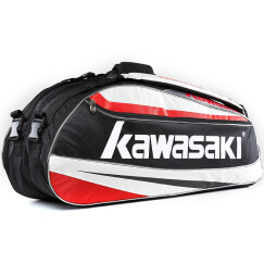 川崎KAWASAKI 羽毛球包运动包双肩包6支装独立鞋袋白红色 KBB-8662