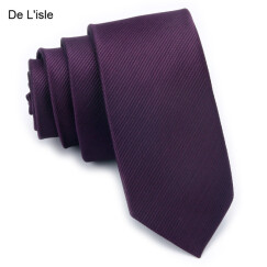 De L'isle 5cm韩版纯色窄领带 休闲 结婚 伴郎 男士商务 女士职业学生 礼盒装 深紫色