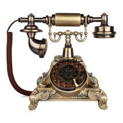 金顺迪海洋之星 仿古电话机复古老式欧式电话家用座机 无线插卡电话机电信移动固话座机 古铜色旋转(接电话线)