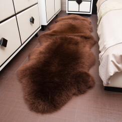 牧诺 澳洲羊毛地毯卧室整张羊皮羊毛飘窗毯 皮毛一体地毯羊皮垫子 咖啡色 澳洲1p70*110cm