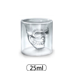易信 个性酒杯水杯骷髅双层玻璃杯啤酒杯水晶杯创意礼品礼盒包装 25ml