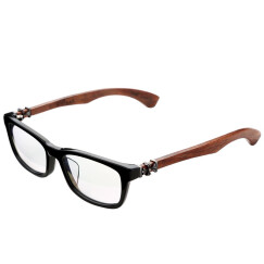 佐川藤井 眼镜 木质眼镜框架 复古手造 7424-01 亮黑