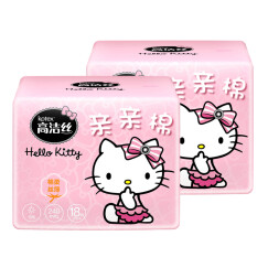 高洁丝 Kotex HelloKitty限定装日用240mm18片*2包装 亲亲棉经典棉柔丝薄系列卫生巾