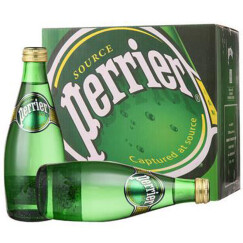法国原装进口 巴黎水（Perrier）天然含气矿泉水 原味气泡水330ml*6 瓶（玻璃瓶）