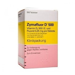 Zymafluor 德国诺华初生婴幼儿童DHA鱼油VD维生素D500补钙钙片 降低锯齿蛀牙 1盒装 含乳糖钙片300粒 初生儿即可 呵护全家健康 德国直邮原装进口