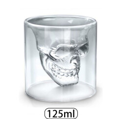 易信 个性酒杯水杯骷髅双层玻璃杯啤酒杯水晶杯创意礼品礼盒包装 125ml