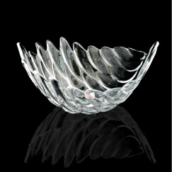 浩齐坊（HAOQIFANG）果盘创意时尚树叶水果盘欧式水晶玻璃托盘零食干果盘多功能创意 18CM透明树叶果斗