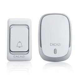 卡佳斯CACAZI K01家用无线门铃 交流远距离遥控电子门铃老人呼叫器 可调音量音乐 银色