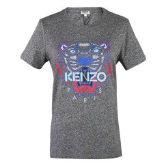 KENZO 高田贤三 女士深灰色棉质虎头图案圆领短袖T恤衫4YI 2TS721 98 K09 L