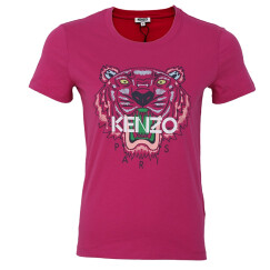 KENZO 高田贤三 女士玫红色棉质虎头图案短袖T恤 4YD 2TS721 26 XS