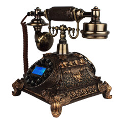 金顺迪 JSD003 仿古电话机复古老式欧式电话家用座机 无线插卡电话机电信移动固话座机 铜色(旋转/按键版)机械双铃声(接电话线)
