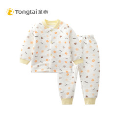童泰婴儿衣服新生儿宝宝加厚保暖内衣套装秋冬装3个月-3岁 黄色对开 100码(2-3岁)