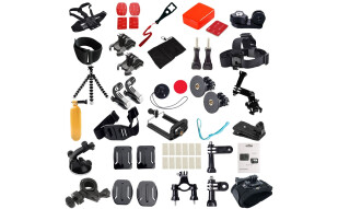HONGDAK 用于GoPro运动相机配套装件 Hero 12 11 10 9 8 7 6 5 4套装防水壳硅胶保护套自拍杆吸盘 基础套装（50件）