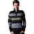 POLO VILLAE保罗威特男士黑灰条拉链立领羊毛衫 PFDPWAPCW415  54/XXL