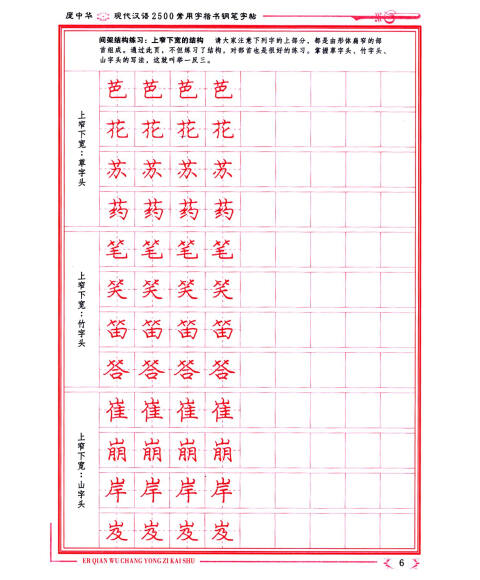 庞中华硬笔书法系列:现代汉语2500常用字(楷书钢笔字帖)