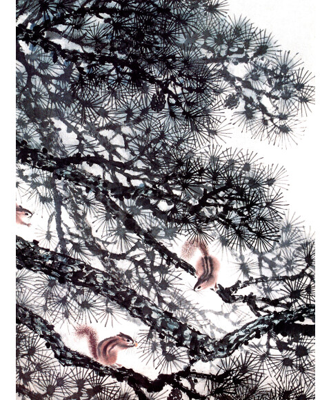 美术教学示范作品:写意松树画法