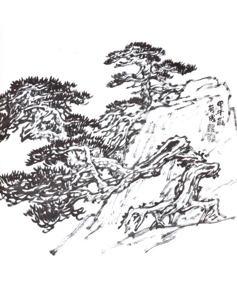 实用白描画稿:黄山松百态