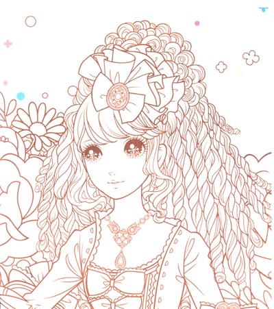 公主涂色画打印大图