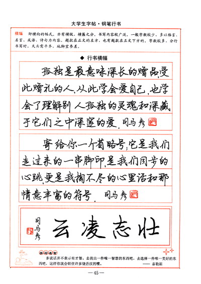 司马彦字帖:大学生字帖·钢笔行书(全新防伪版)