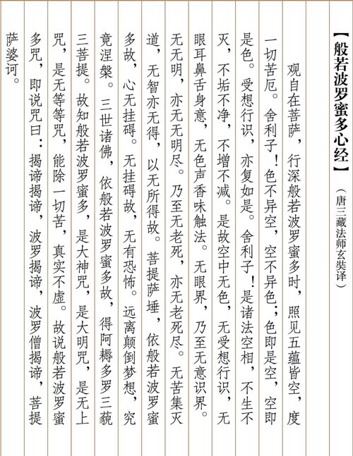 《弘一法师行书 心经 中国历代书法名家写心经放大图片