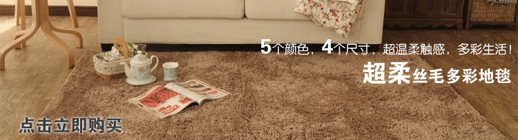 琪特 可水洗丝毛客厅卧室茶几防滑地毯 卡其色 80x120厘米