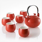 思喜900ml景德镇陶瓷提梁壶茶具 竹制茶托盘套装 黄金藤吉祥套组