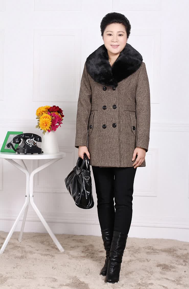 卜伦2012秋冬新款<em>中老年毛呢外套</em>女中年<em>女款</em>
