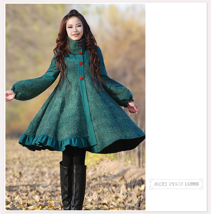 <em>烟花烫</em>ZG2014春畅销新品<em>女</em>甜美宽松大码毛呢