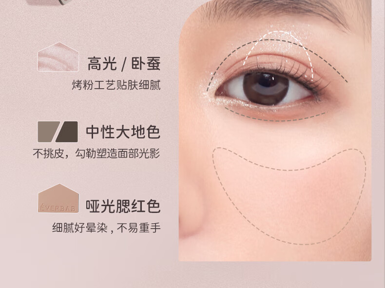 everbab艾蓓拉水泥盘小烟熏眼影腮红高光修容综合盘哑光珠光面部盘 01水泥盘