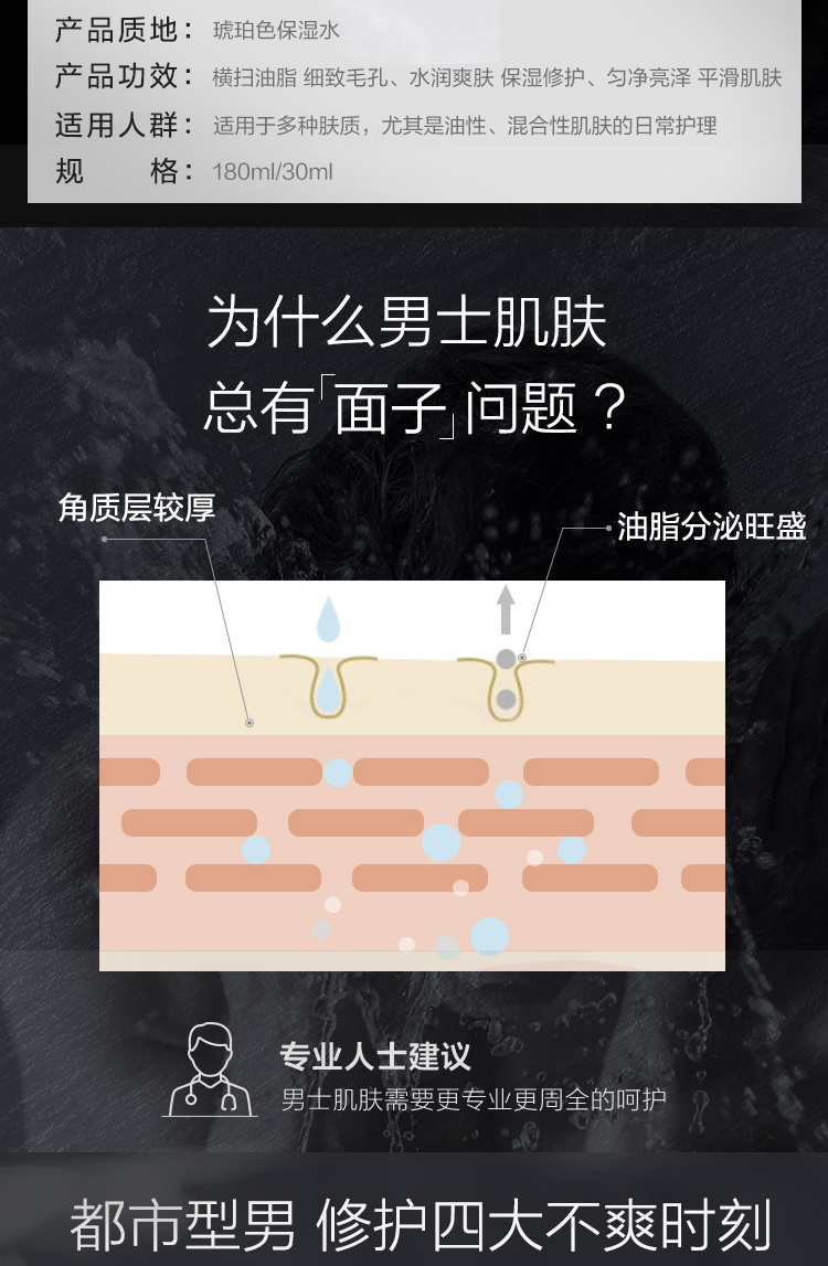 薇诺娜 男士舒爽修护保湿水送男友【效期剩余1年】 30ml