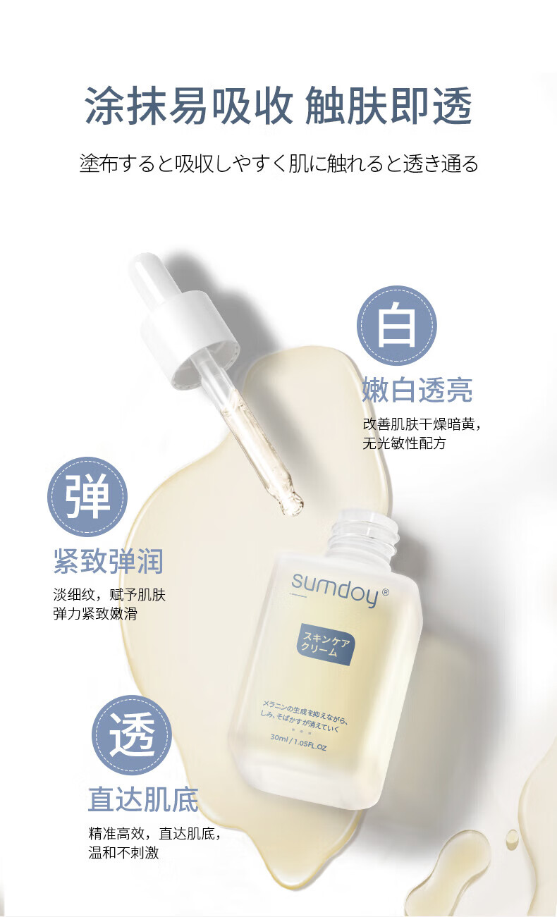 SUMDOY日本进口美白精华液补水保湿抗皱提拉紧致收缩毛孔烟酰胺原液 美白抗皱精华液30ml