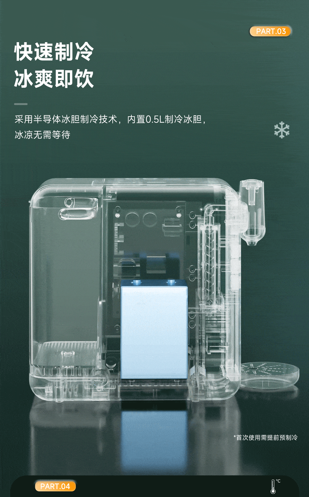 德国格罗赛格（grossag）即热式饮水机 家用台式速热速冷饮水机小型迷你智能即热饮水机 冲泡奶机 戈尔韦绿