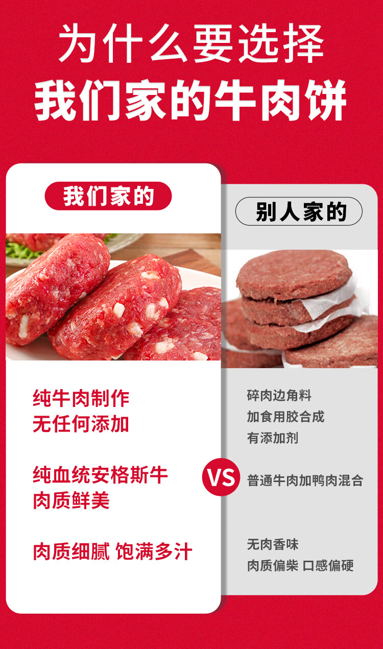 口水时代安格斯M5牛肉饼 原切 0添肉饼添加儿童汉堡早餐加 顺丰包邮 汉堡肉饼儿童早餐 0添加牛肉饼100g*10片详情图片11