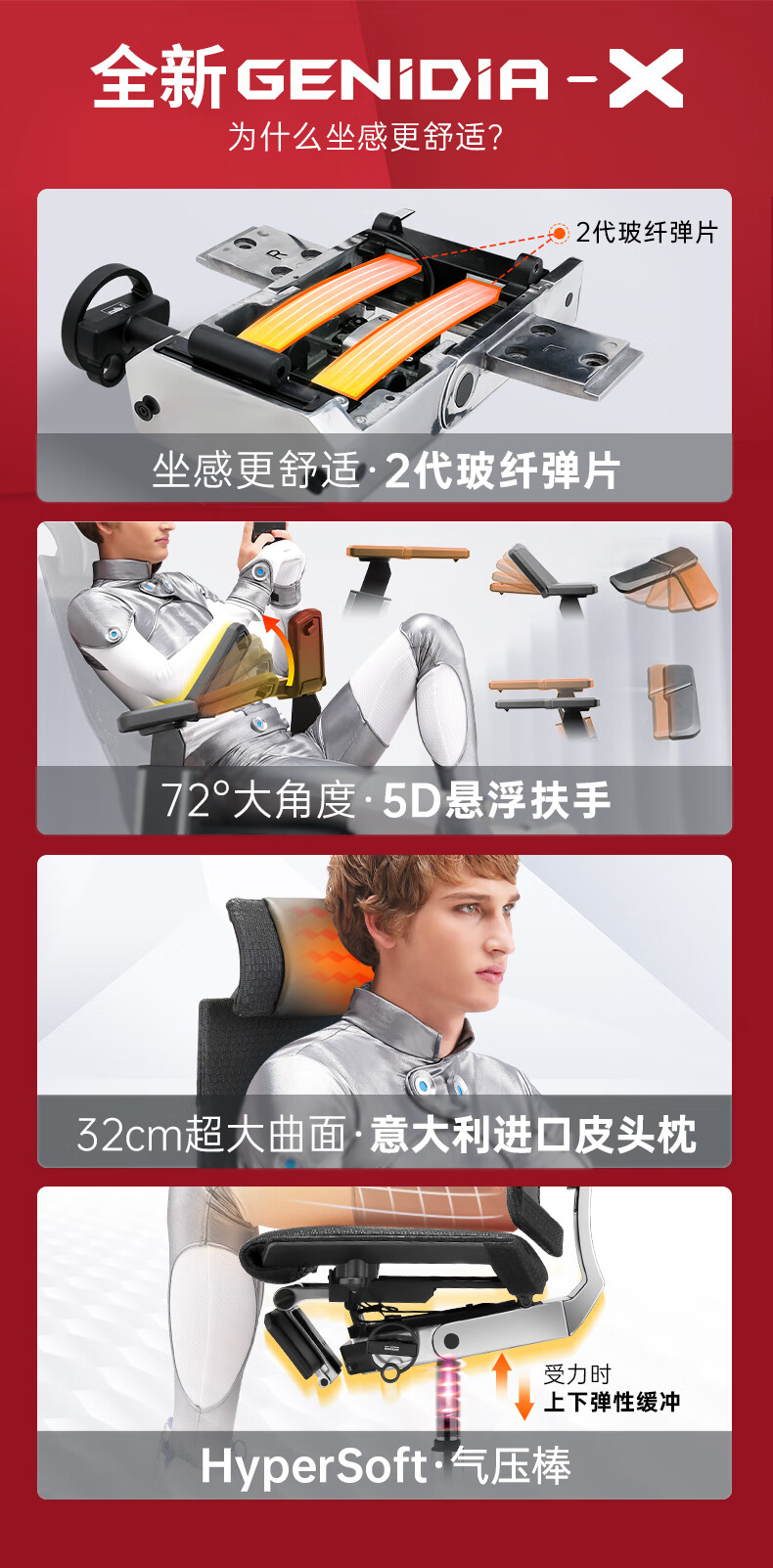 保友基尼迪亚X 智能人体工学椅电竞椅电脑椅办公椅 护脊办公家用网布座椅 X 限量版新品【5D悬浮扶手+真皮头枕】 +躺舒宝