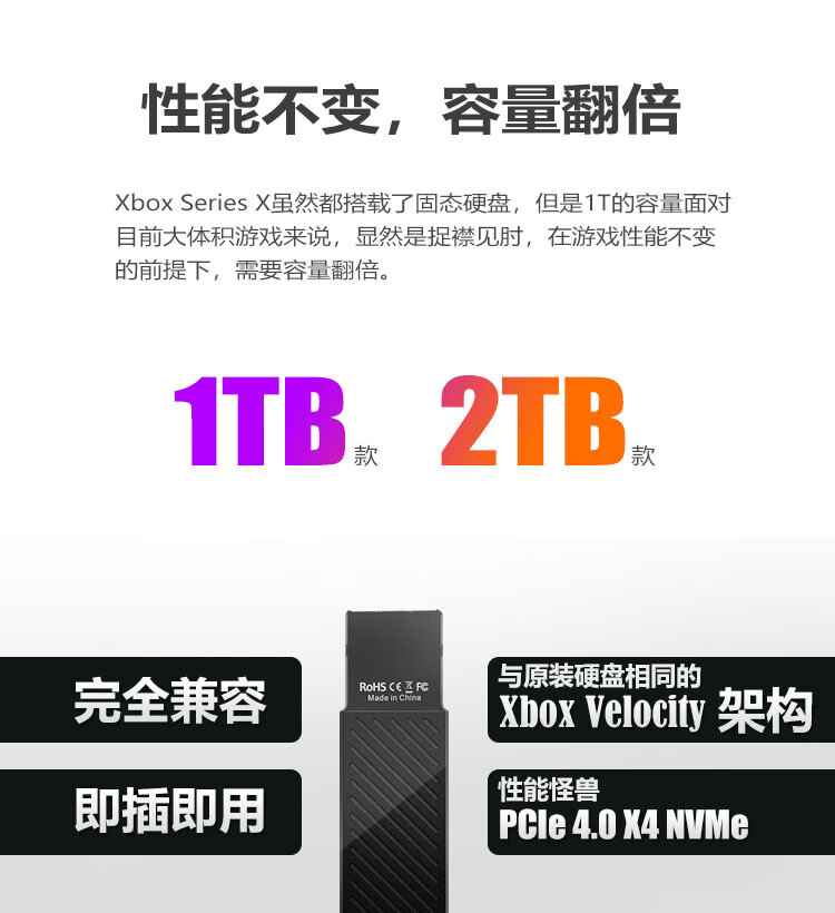 RELETECH Xbox Series X/S扩展硬盘 存储扩展卡 外置SSD固态硬盘 X1 PCIe4X4极速版[1TB]