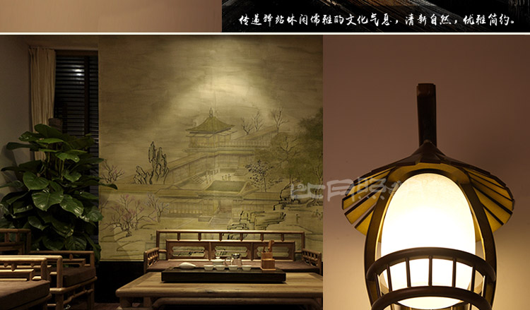 比月照明 中式现代实木卧室客厅书房床头灯创意复古墙壁灯3517