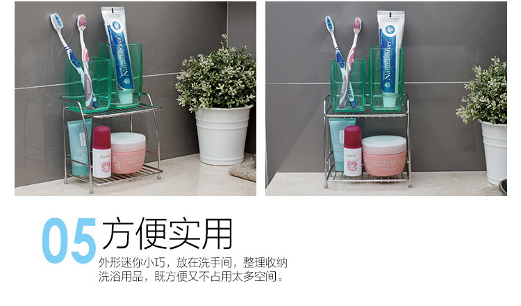 
                                        【京东超市】欧润哲 置物架 不锈钢迷你双层弧形浴室收纳架子                