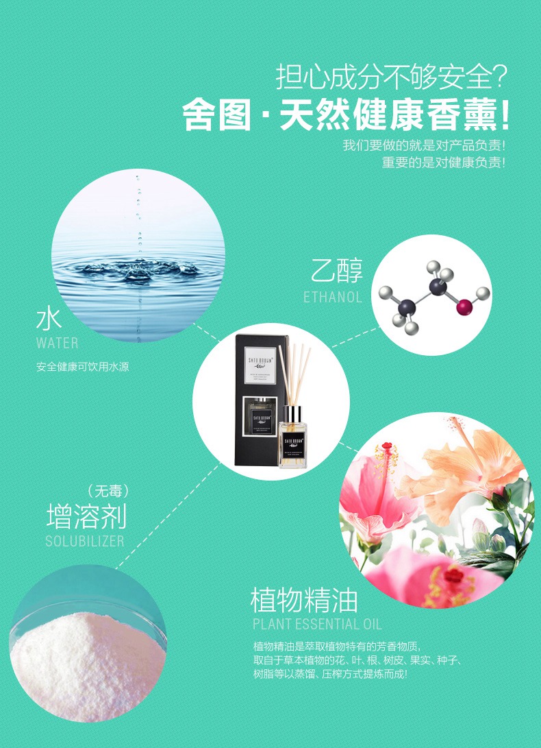 舍图进口无火香薰精油套装 卧室香薰藤条 室内香水助睡眠熏香精油 薰衣草及橙花醇-减压助眠-大自然35ml