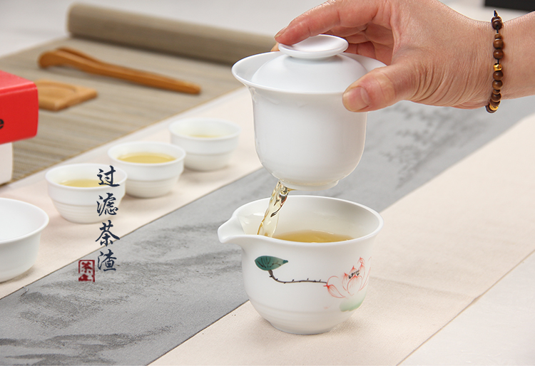
                                        金镶玉 功夫茶具 清风雅韵套组 陶瓷茶壶茶杯茶海带过滤旅行茶具整套                