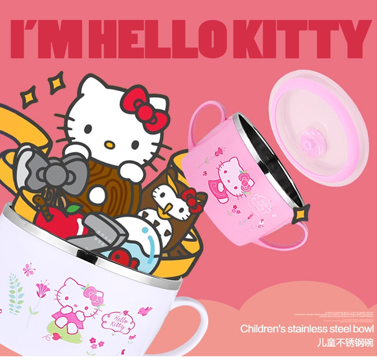 
                                        【京东超市】Hello Kitty 凯蒂猫 不锈钢儿童碗 500ML 粉红色                