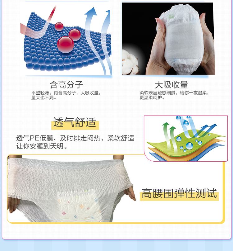 自由点卫生巾安睡裤裤型卫生巾安心裤10包装 产妇可用夜用防漏