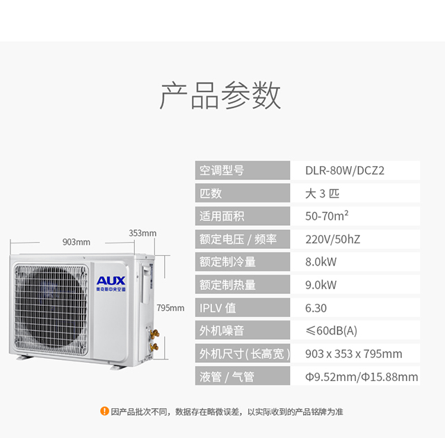 奥克斯(aux)中央空调一拖二 家用 多联机大3匹 一级能效变频 3d面板