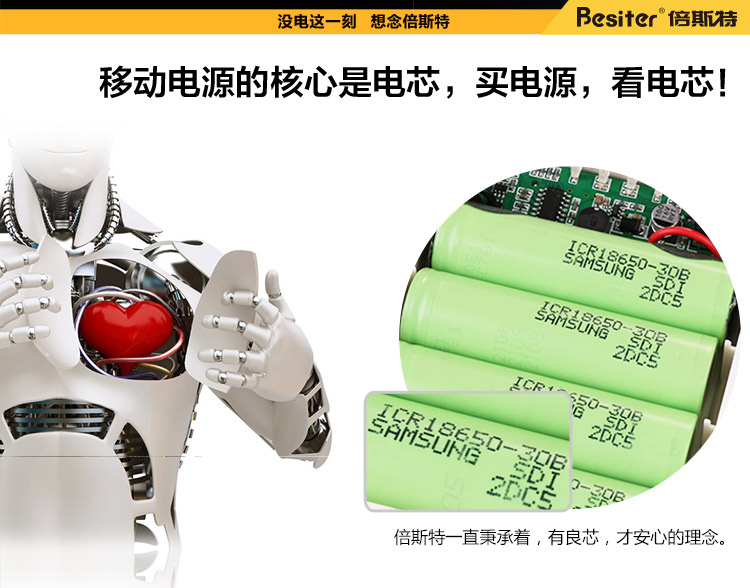 倍斯特 15000毫安 移动电源/充电宝 0137F格兰木 白色
