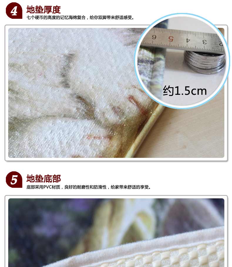 
                                        屋尔美 进门门厅玄关防滑地垫 家卧室简约家用脚垫垫子 黑色波点 40*60CM                