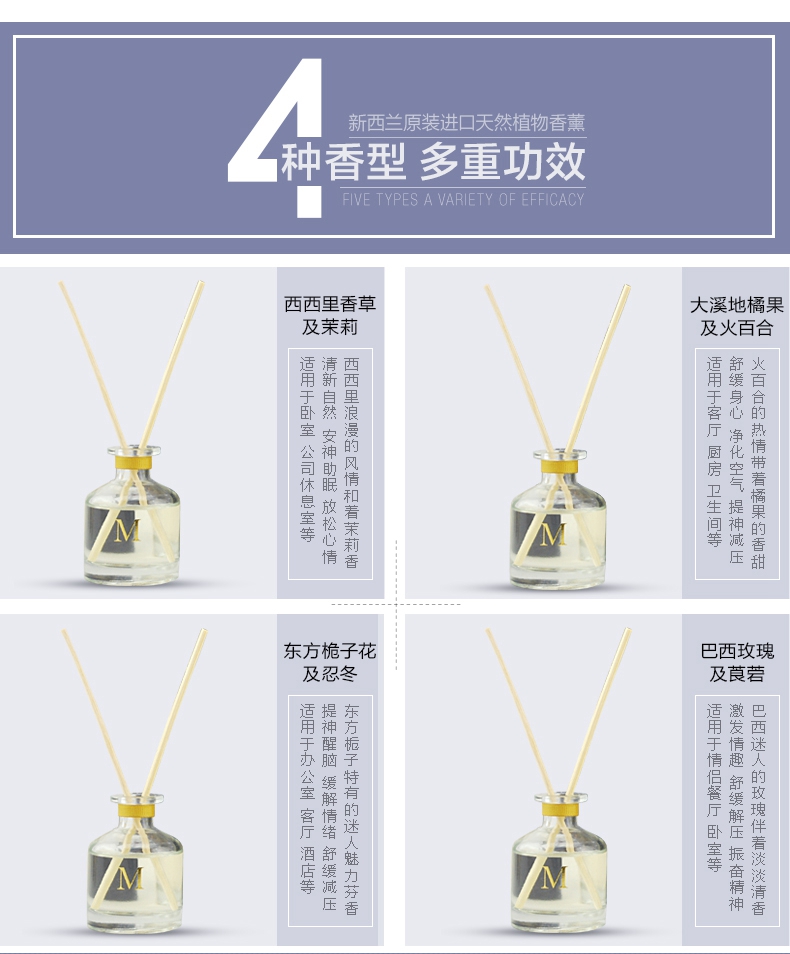 舍图新西兰原装进口无火香薰精油套装 睡眠精油香薰去甲醛 室内香水熏香包邮35ML*4瓶 新花觉4瓶套装-送人豪礼